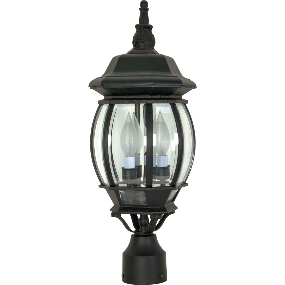 Nuvo Lighting 60/899  Central Park - 3 Light - 21" - Post Lantern with Clear Beveled Glass in Textured Black Finish